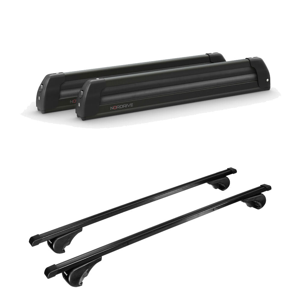 Pack porte-skis Pro Slider Nordrive aluminium noir 6 skis / 4 snowboards + barres de toit – pour Mercedes GL 2006 - 2016 – vue porte skis et barres de toit