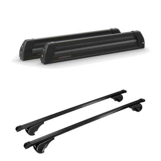 Pack porte-skis Pro Slider Nordrive aluminium noir 6 skis / 4 snowboards + barres de toit – pour Mercedes GL 2006 - 2016 – vue porte skis et barres de toit