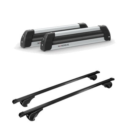Pack porte-skis Nordic King Nordrive aluminium – support pour 4 paires de skis ou 2 snowboards – pour Mercedes GL 2006 - 2016 - vue porte skis et barres de toit
