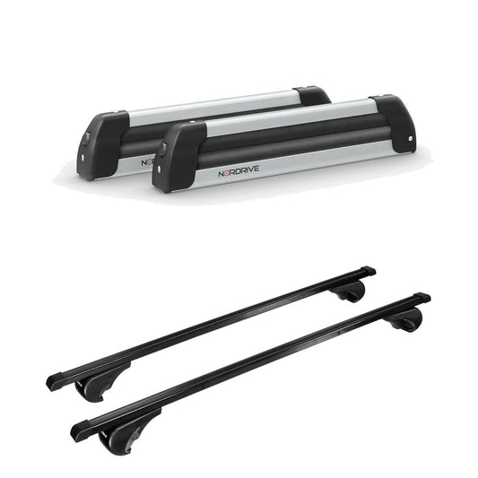 Pack porte-skis Nordic King Nordrive aluminium – support pour 4 paires de skis ou 2 snowboards – pour Mercedes GL 2006 - 2016 - vue porte skis et barres de toit