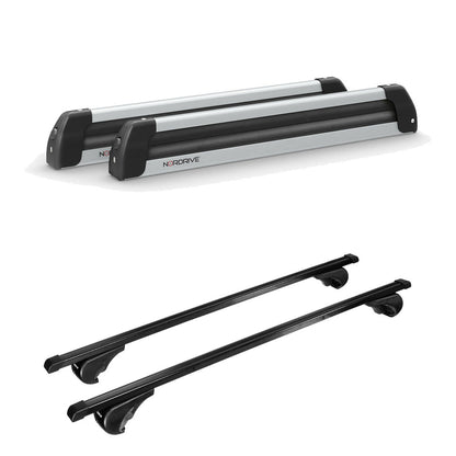 Pack porte skis Nordic King plus Aluminium et barres de toit Mercedes GL (2006 - 2016) - Pour barres longitudinales - Quadra Acier