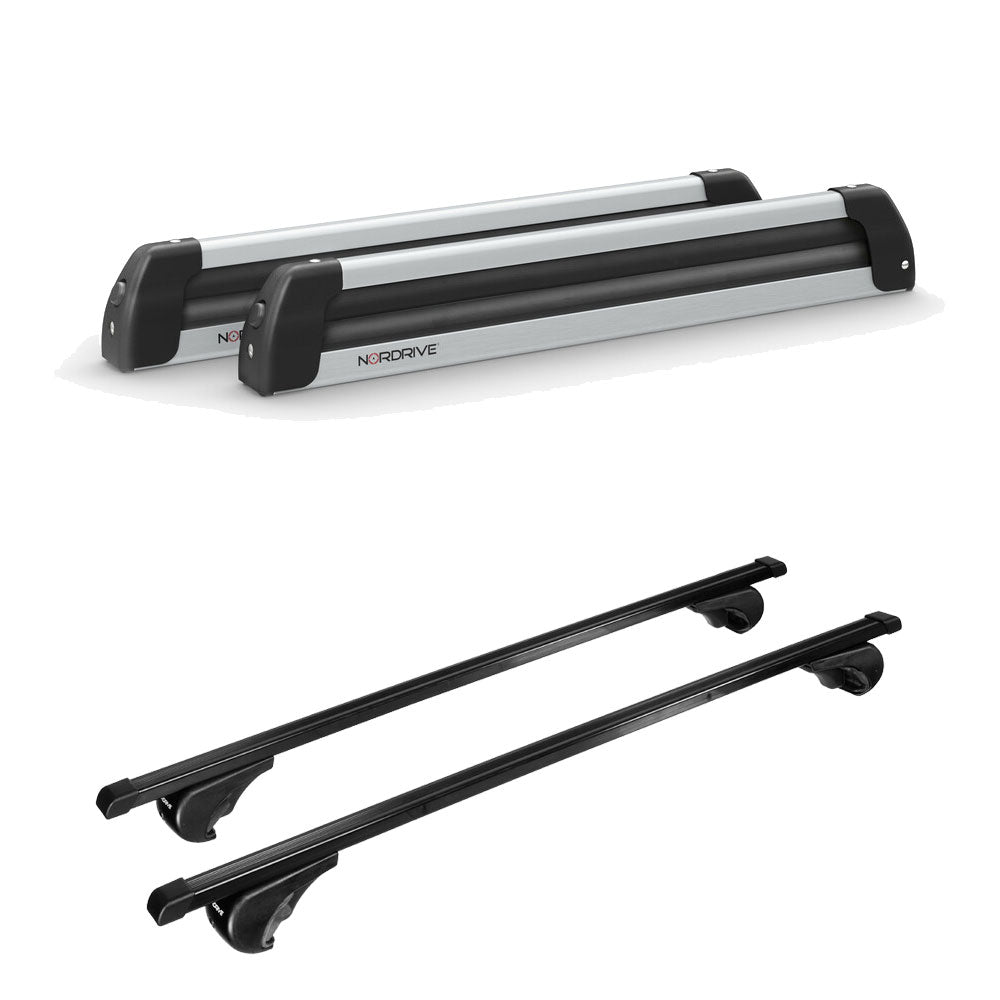 Pack porte-skis Nordic King Plus Nordrive aluminium – support pour 6 paires de skis ou 4 snowboards – pour Mercedes GL 2006 - 2016 - vue porte skis et barres de toit