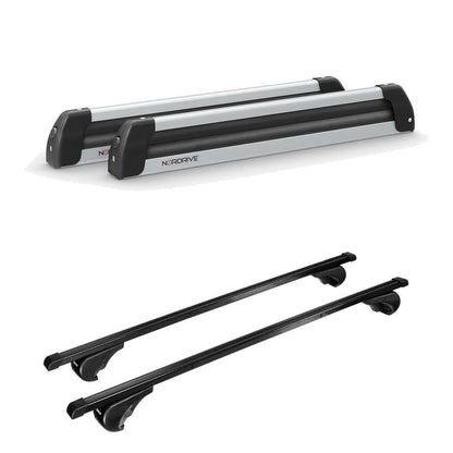 Pack porte-skis Nordic King Plus Nordrive aluminium – support pour 6 paires de skis ou 4 snowboards – pour Mercedes GL 2006 - 2016 - vue porte skis et barres de toit