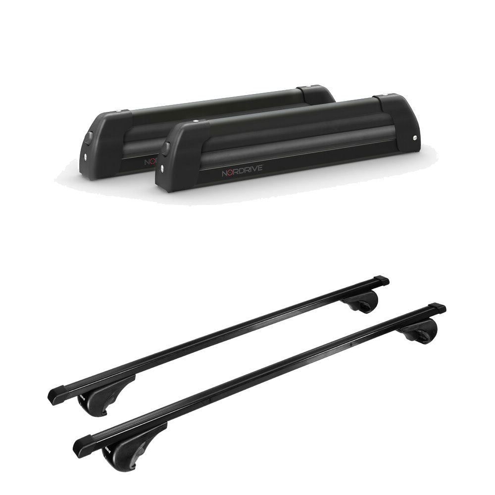 Pack porte-skis Nordic King Nordrive aluminium noir – support pour 4 paires de skis ou 2 snowboards -pour Mercedes GL 2006 - 2016 – vue porte skis et barres de toit
