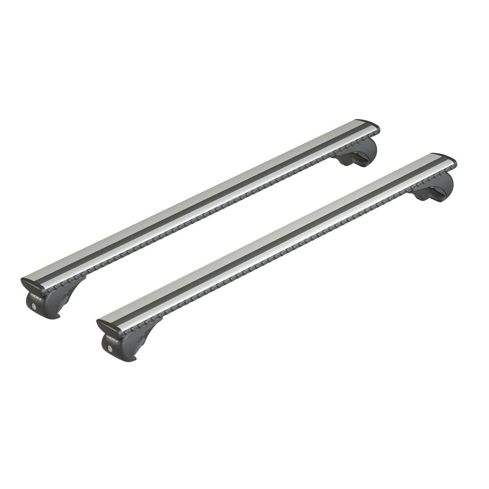 Pack coffre de toit Raya 480 L et barres de toit Ford Focus - Break (1999 - 2004) Pour barres longitudinales - Silenzio - Aluminium