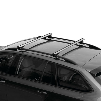 Pack coffre de toit Raya 480 L et barres de toit Ford Focus - Break (1999 - 2004) Pour barres longitudinales - Silenzio - Aluminium