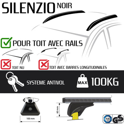 Barres de toit Alfa Romeo Stelvio (A partir de 2017) - Pour rails intégrés - Silenzio Noir Aluminium