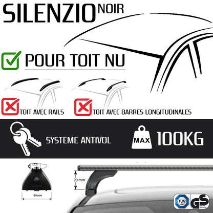 Barres de toit Abarth 500C (2010 - 2016) - Pour toit nu - Silenzio Noir Aluminium