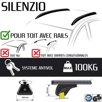 Barres de toit Alfa Romeo Stelvio (A partir de 2017) - Pour rails intégrés - Silenzio Aluminium