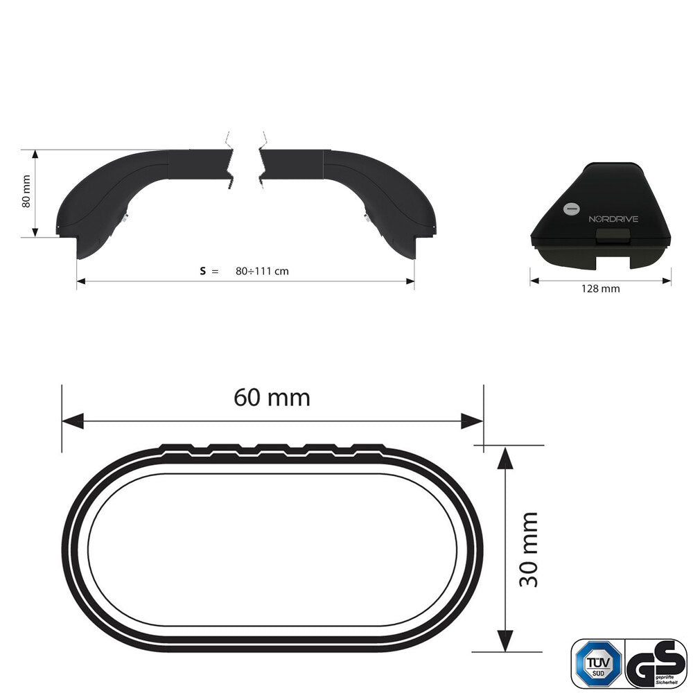 Barres de toit Audi A3 Allstreet (A partir de 2024) - Pour rails intégrés - Snap Acier Acier