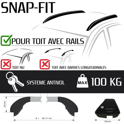 Barres de toit Audi A3 Allstreet (A partir de 2024) - Pour rails intégrés - Snap Aluminium