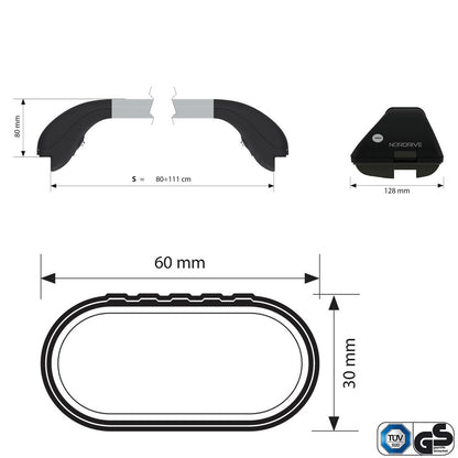 Barres de toit Audi A3 Allstreet (A partir de 2024) - Pour rails intégrés - Snap Aluminium