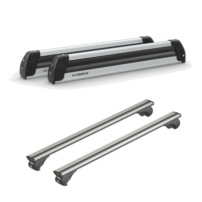 Pack porte skis Pro Slider Aluminium et barres de toit Ford Focus - Break (1999 - 2004) - Pour barres longitudinales - Silenzio Aluminium