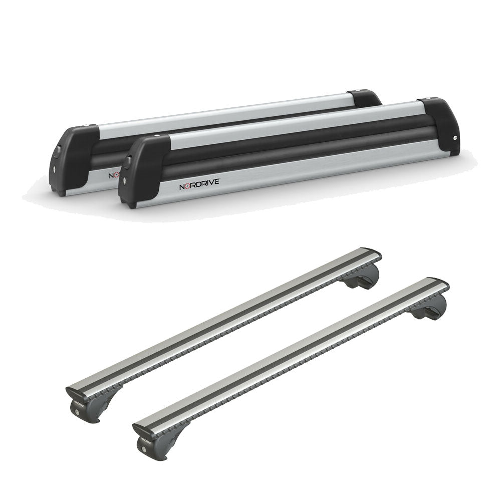 Pack porte-skis Pro Slider Nordrive aluminium – support pour 6 paires de skis ou 4 snowboards – pour Ford Focus - Break 1999 - 2004 - vue porte skis et barres de toit