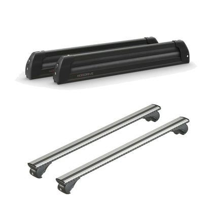 Pack porte skis Pro Slider Noir et barres de toit Ford Focus - Break (1999 - 2004) - Pour barres longitudinales - Silenzio Aluminium