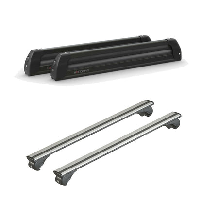 Pack porte-skis Pro Slider Nordrive aluminium noir 6 skis / 4 snowboards + barres de toit – pour Ford Focus - Break 1999 - 2004 – vue porte skis et barres de toit