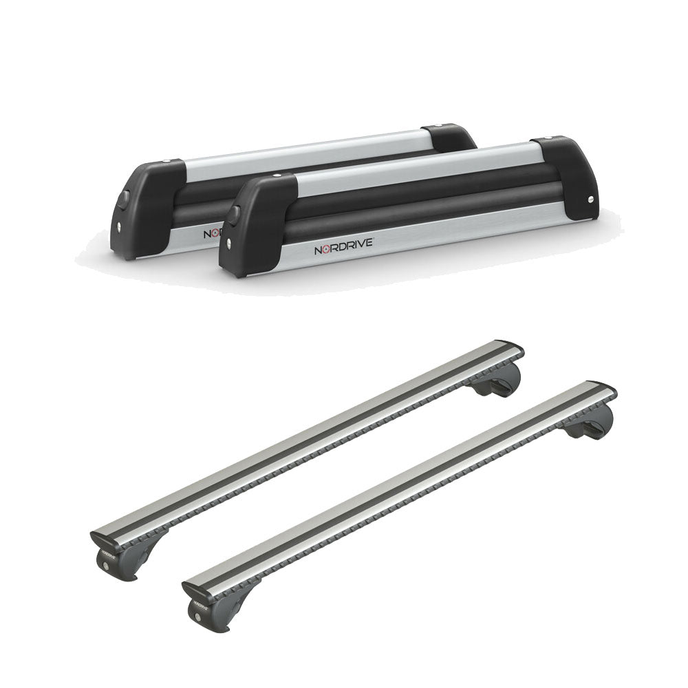 Pack porte-skis Nordic King Nordrive aluminium – support pour 4 paires de skis ou 2 snowboards – pour Ford Focus - Break 1999 - 2004 - vue porte skis et barres de toit