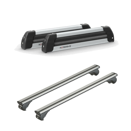 Pack porte-skis Nordic King Nordrive aluminium – support pour 4 paires de skis ou 2 snowboards – pour Ford Focus - Break 1999 - 2004 - vue porte skis et barres de toit