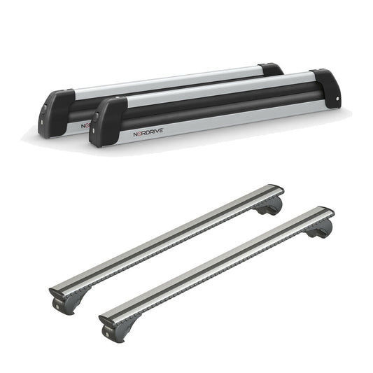 Pack porte skis Nordic King plus Aluminium et barres de toit Ford Focus - Break (1999 - 2004) - Pour barres longitudinales - Silenzio Aluminium