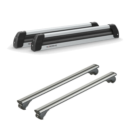 Pack porte-skis Nordic King Plus Nordrive aluminium – support pour 6 paires de skis ou 4 snowboards – pour Ford Focus - Break 1999 - 2004 - vue porte skis et barres de toit