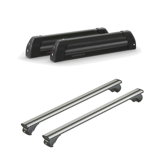 Pack porte skis Nordic King Noir et barres de toit Ford Focus - Break (1999 - 2004) - Pour barres longitudinales - Silenzio Aluminium