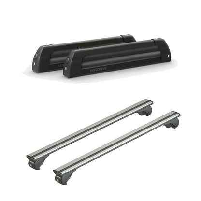 Pack porte-skis Nordic King Nordrive aluminium noir – support pour 4 paires de skis ou 2 snowboards -pour Ford Focus - Break 1999 - 2004 – vue porte skis et barres de toit