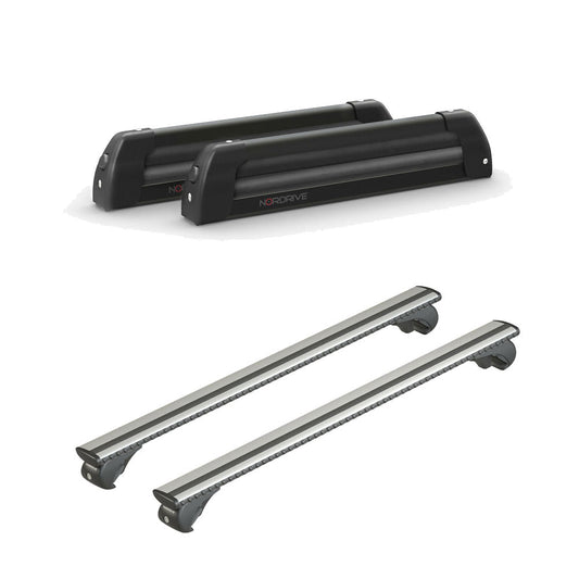 Pack porte-skis Nordic King Nordrive aluminium noir – support pour 4 paires de skis ou 2 snowboards -pour Ford Focus - Break 1999 - 2004 – vue porte skis et barres de toit