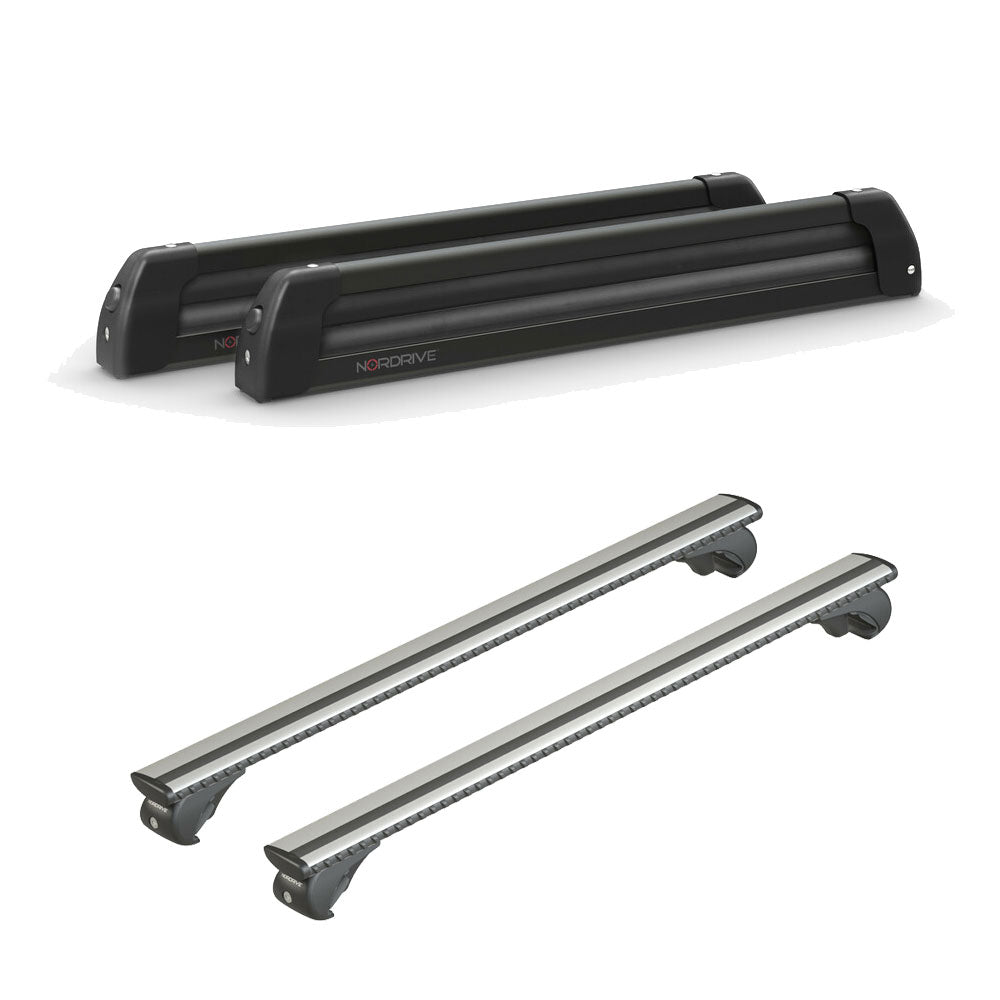 Pack porte-skis Nordic King Plus Nordrive aluminium noir – support pour 6 paires de skis ou 4 snowboards – pour Ford Focus - Break 1999 - 2004 - vue porte skis et barres de toit