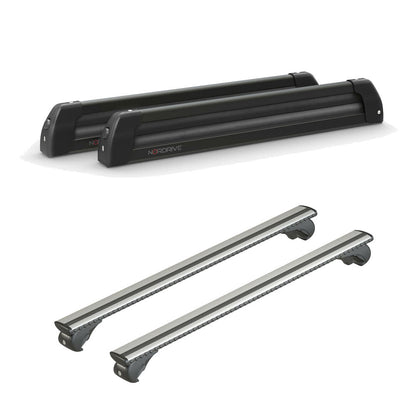 Pack porte-skis Nordic King Plus Nordrive aluminium noir – support pour 6 paires de skis ou 4 snowboards – pour Ford Focus - Break 1999 - 2004 - vue porte skis et barres de toit