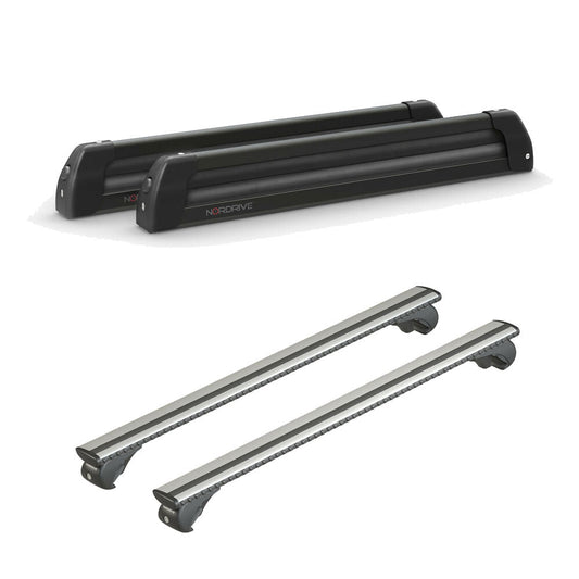 Pack porte-skis Nordic King Plus Nordrive aluminium noir – support pour 6 paires de skis ou 4 snowboards – pour Ford Focus - Break 1999 - 2004 - vue porte skis et barres de toit